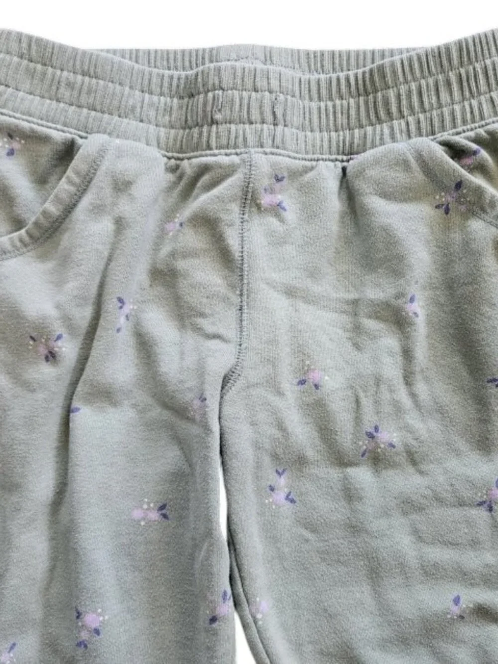CAT & JACK Green Floral Print Athletic Style Pants Girls XL 14-16 Fleece Lined